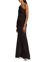 Farah One-Shoulder Ruched Maxi Dress