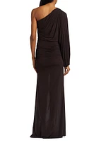 Farah One-Shoulder Ruched Maxi Dress