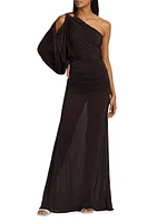 Farah One-Shoulder Ruched Maxi Dress