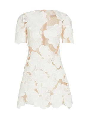 Hada Floral-Embroidered Minidress