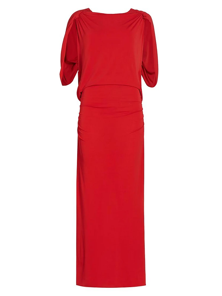 Harriet Cape-Sleeve Midi-Dress