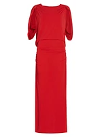 Harriet Cape-Sleeve Midi-Dress