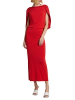 Harriet Cape-Sleeve Midi-Dress