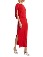 Harriet Cape-Sleeve Midi-Dress