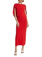 Harriet Cape-Sleeve Midi-Dress