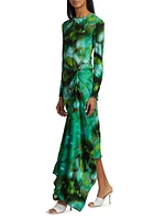 Ananya Watercolor Draped Midi-Dress