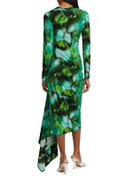 Ananya Watercolor Draped Midi-Dress