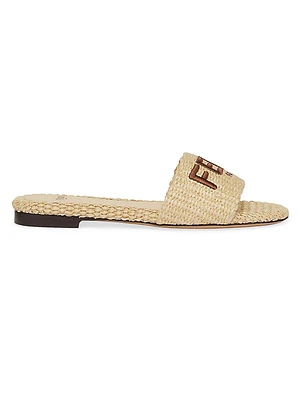 Signature Raffia Slides