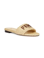 Signature Raffia Slides