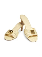 Fendi Fold 55MM Raffia Mule Sandals