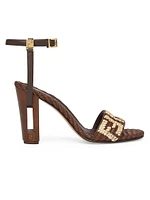 Delfina 95MM Embroidered Raffia Sandals