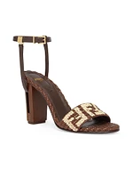 Delfina 95MM Embroidered Raffia Sandals