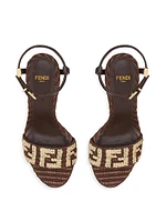 Delfina 95MM Embroidered Raffia Sandals