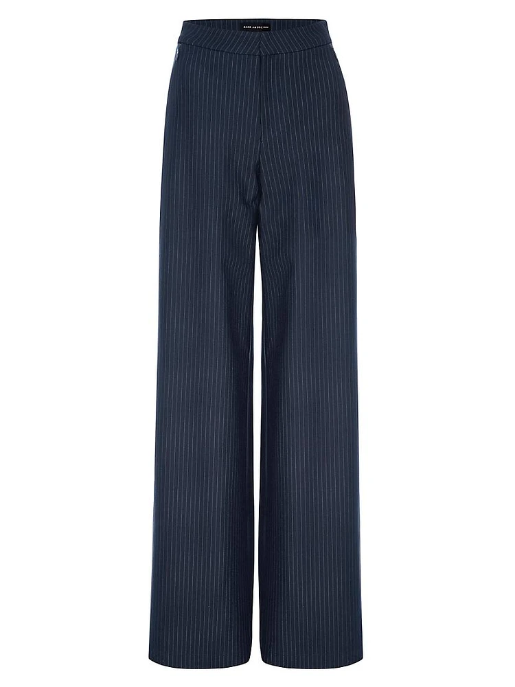 Striped Ponte Wide-Leg Trousers