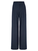 Striped Ponte Wide-Leg Trousers