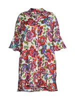 Calanthe Floral Silk Shift Mini Dress