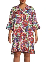 Calanthe Floral Silk Shift Mini Dress