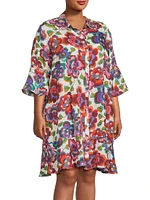 Calanthe Floral Silk Shift Mini Dress