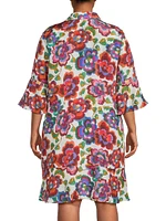 Calanthe Floral Silk Shift Mini Dress