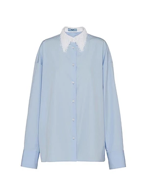 Poplin Shirt With Fringed Collar