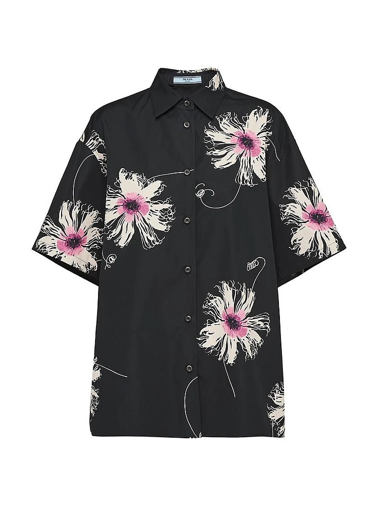 Short-sleeved Printed Poplin Shirt