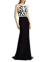 Bead & Sequin-Embellished Sleeveless Trumpet Gown