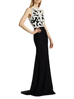 Bead & Sequin-Embellished Sleeveless Trumpet Gown