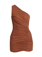 Ruched Jersey One-Shoulder Minidress