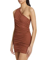 Ruched Jersey One-Shoulder Minidress