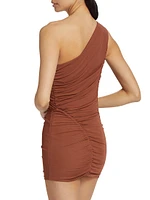 Ruched Jersey One-Shoulder Minidress