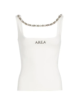 Embellished Logo Stretch-Cotton Tank Top