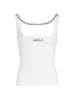 Embellished Logo Stretch-Cotton Tank Top