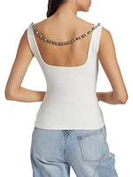 Embellished Logo Stretch-Cotton Tank Top