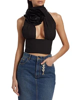 Corsage Wool Crop Halter Top