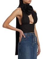 Corsage Wool Crop Halter Top