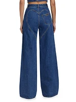 Interlocking Heart Cut-Out Wide-Leg Jeans