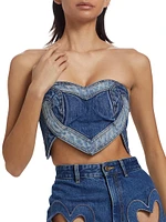 Patchwork Heart Denim Bandeau Top