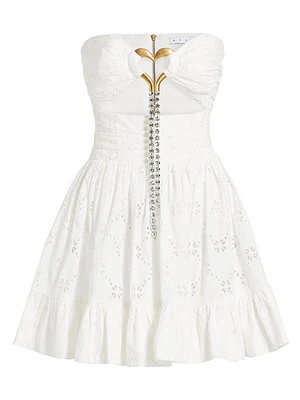 Embellished Heart Broderie Anglaise Strapless Minidress