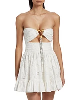 Embellished Heart Broderie Anglaise Strapless Minidress