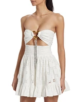 Embellished Heart Broderie Anglaise Strapless Minidress