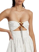 Embellished Heart Broderie Anglaise Strapless Minidress