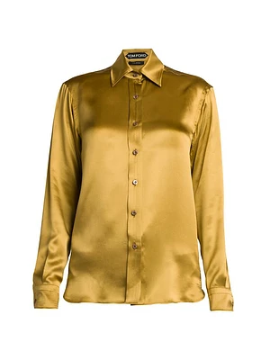 Silk Button-Front Shirt