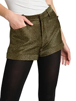 Metallic Silk-Blend Boucle Shorts