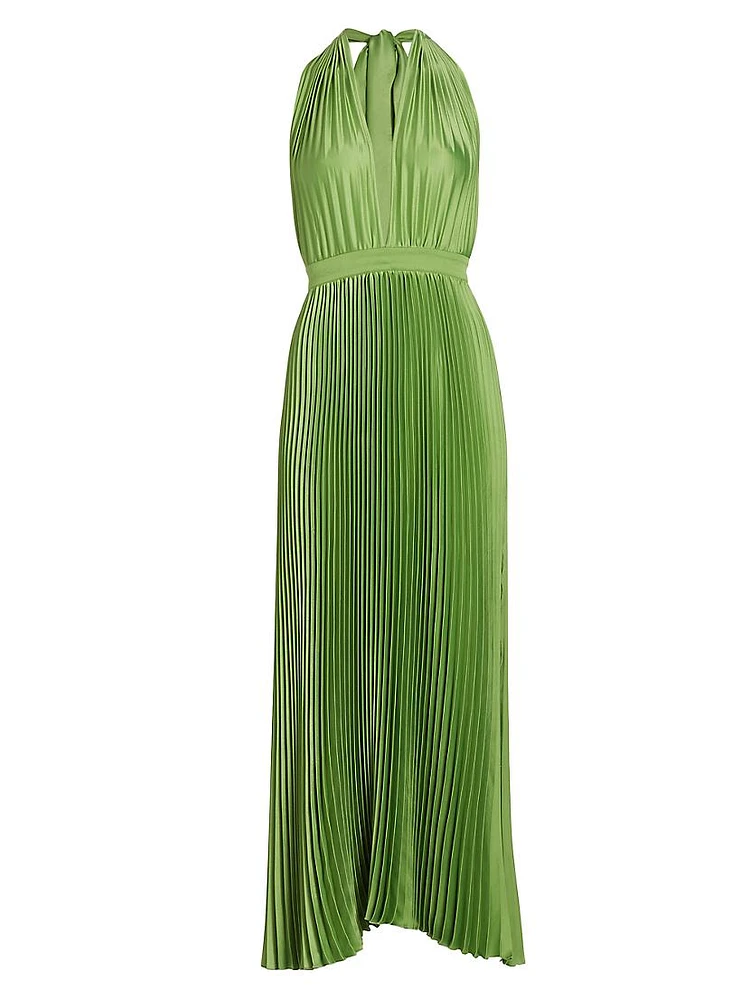 Les Éléments Moderniste Pleated Halter Gown