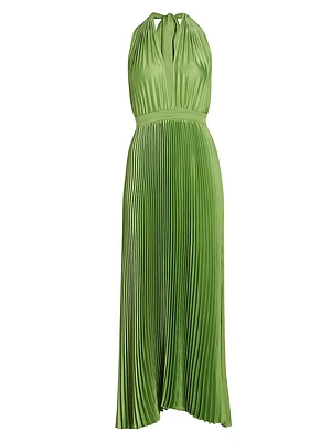 Les Éléments Moderniste Pleated Halter Gown