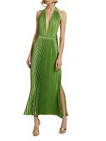 Les Éléments Moderniste Pleated Halter Gown