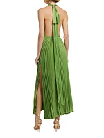 Les Éléments Moderniste Pleated Halter Gown