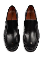 Embroidered Leather Loafers