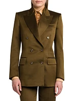 Silk-Wool Twill Double-Breasted Jacket