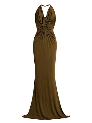 Fluid Knit Stretch Jersey Evening Dress